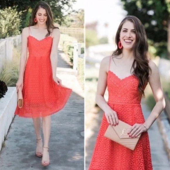 J. Crew Dresses & Skirts - NWOT J. Crew Coral Daisy Lace Midi Dress